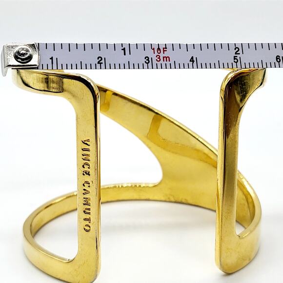 Vince Camuto Gold Tone Asymmetrical Wide Cut-Out Metal Cuff Women's Bracelet - Picture 7 of 8